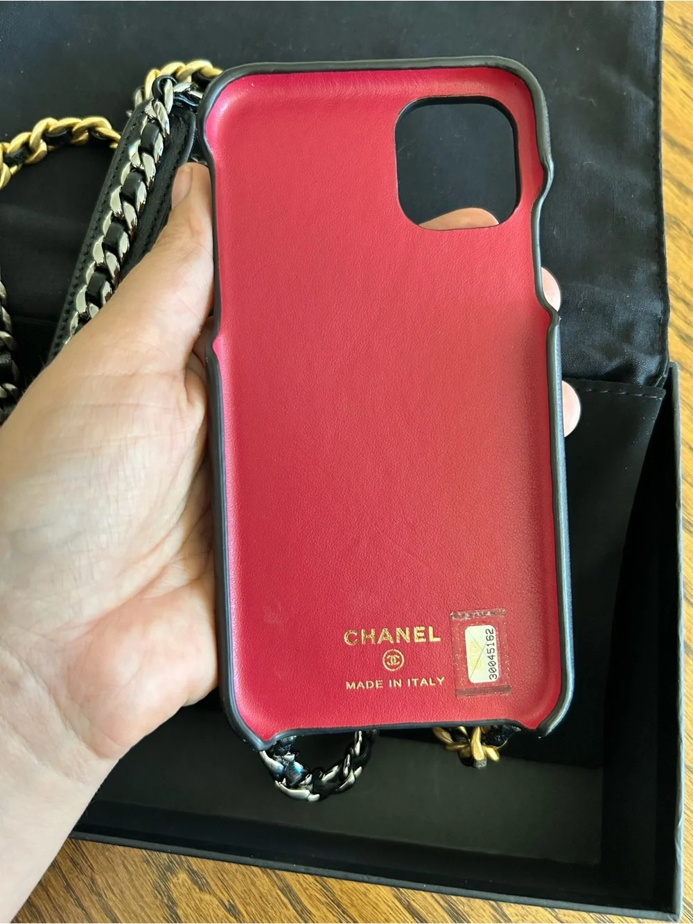 Chanel Black Quilted Leather iPhone X Pro Case with Gold Chain FULL INCLUSION